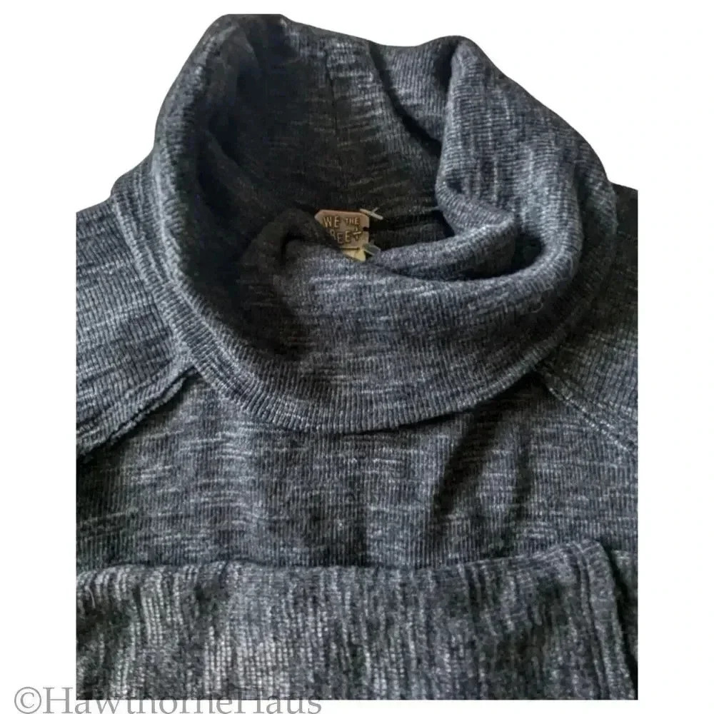 FREE PEOPLE We The Free Oversized Cowl Neck Sweater Tunic Top Size M Marled Grey - Picture 4 of 8